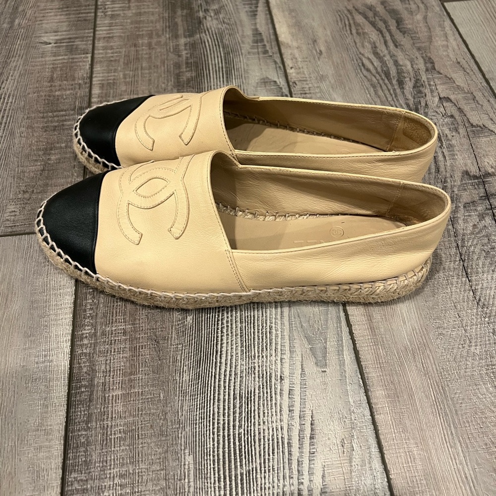 Chanel Beige and Black Espadrilles